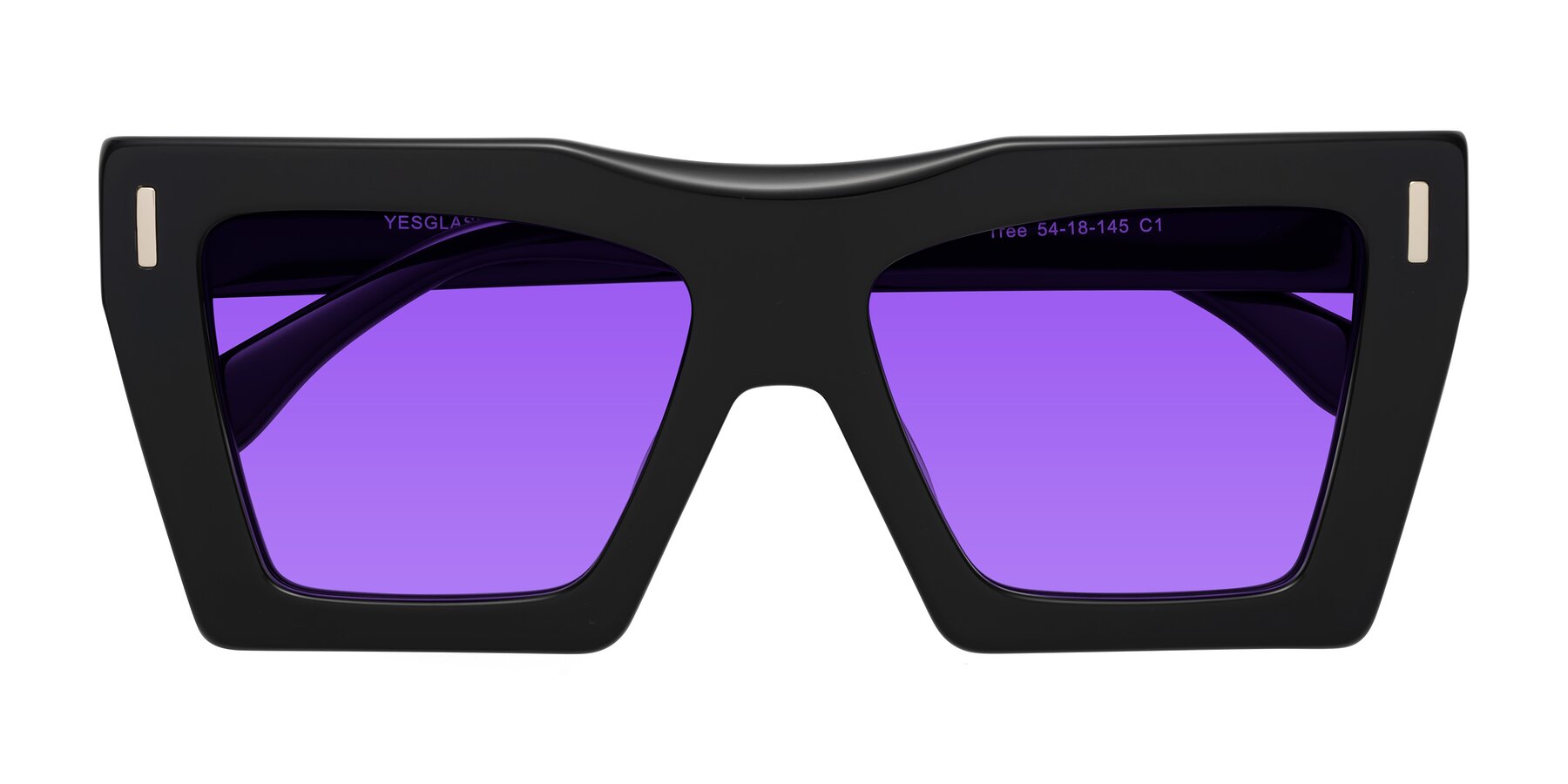 Folded Front of Tree in Black with Purple Tinted Lenses