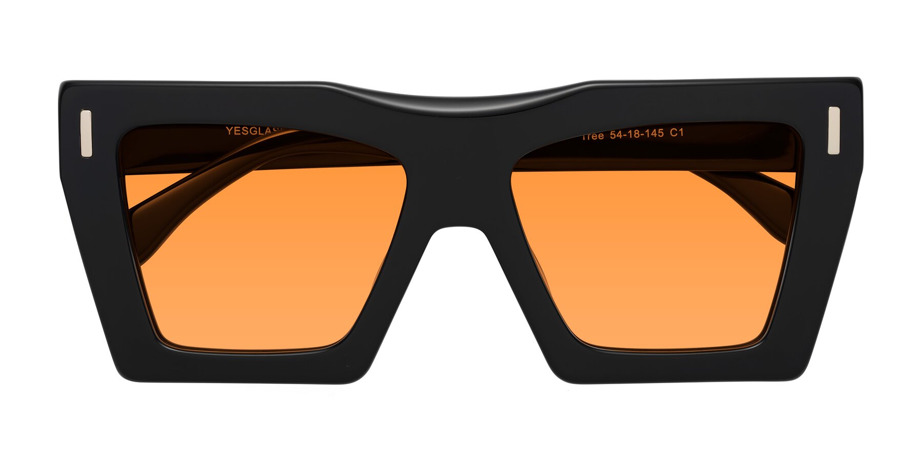 Folded Front of Tree in Black with Orange Tinted Lenses