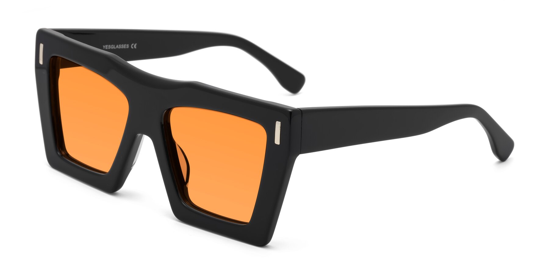 Angle of Tree in Black with Orange Tinted Lenses