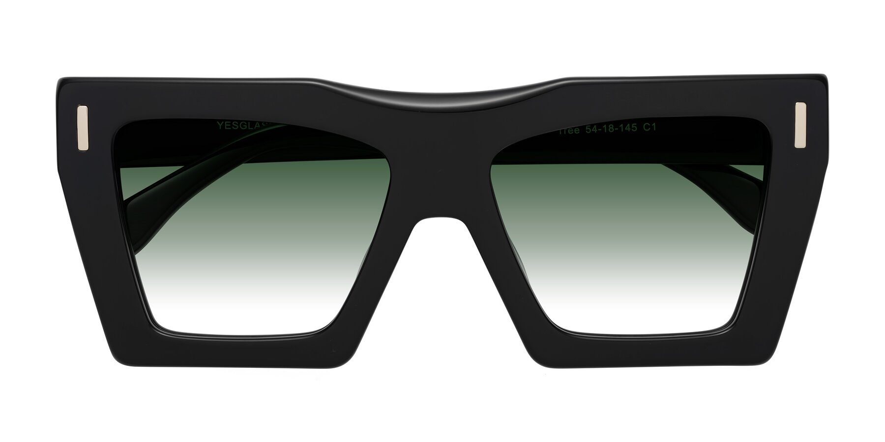 Folded Front of Tree in Black with Green Gradient Lenses