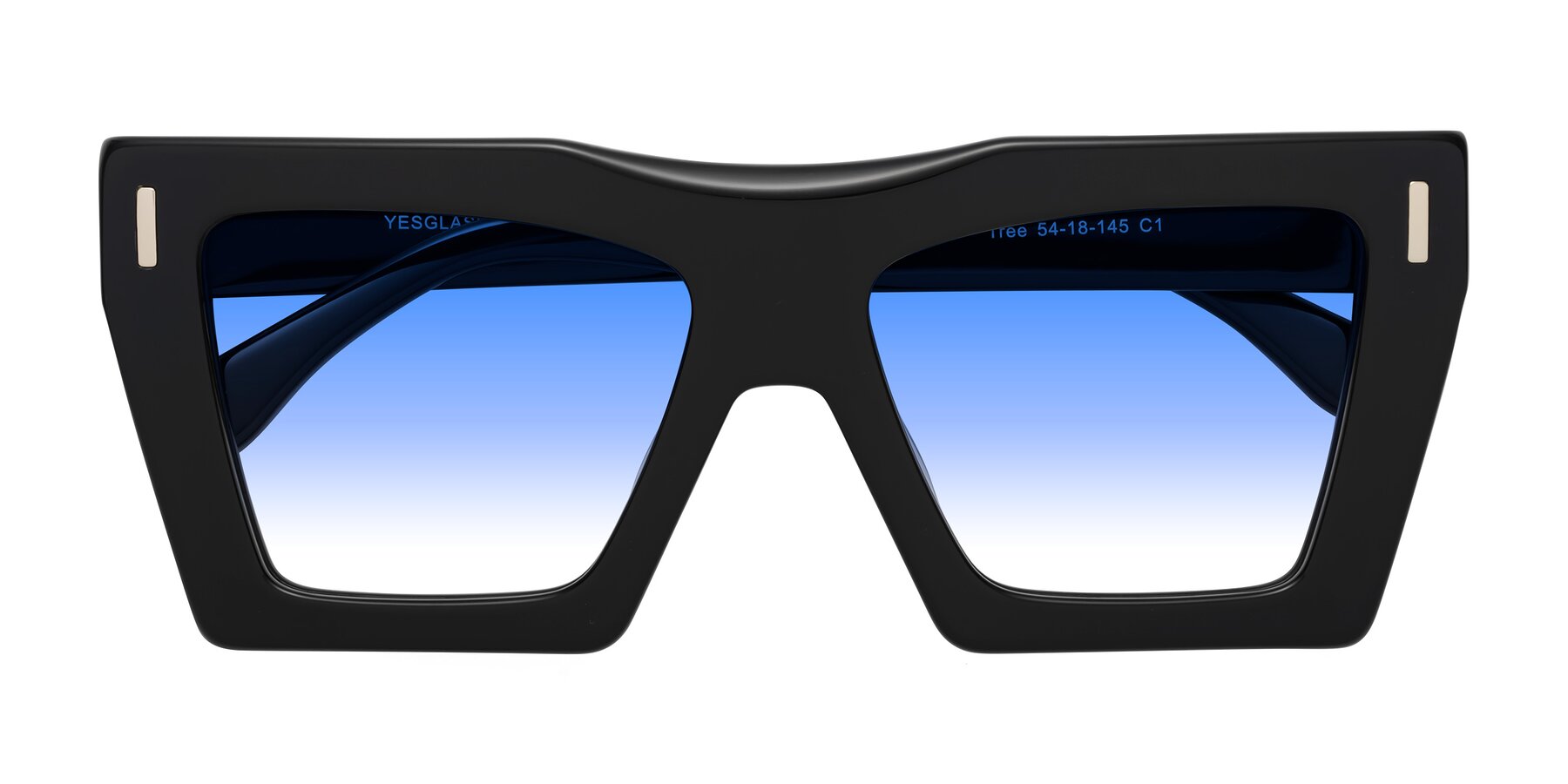 Folded Front of Tree in Black with Blue Gradient Lenses