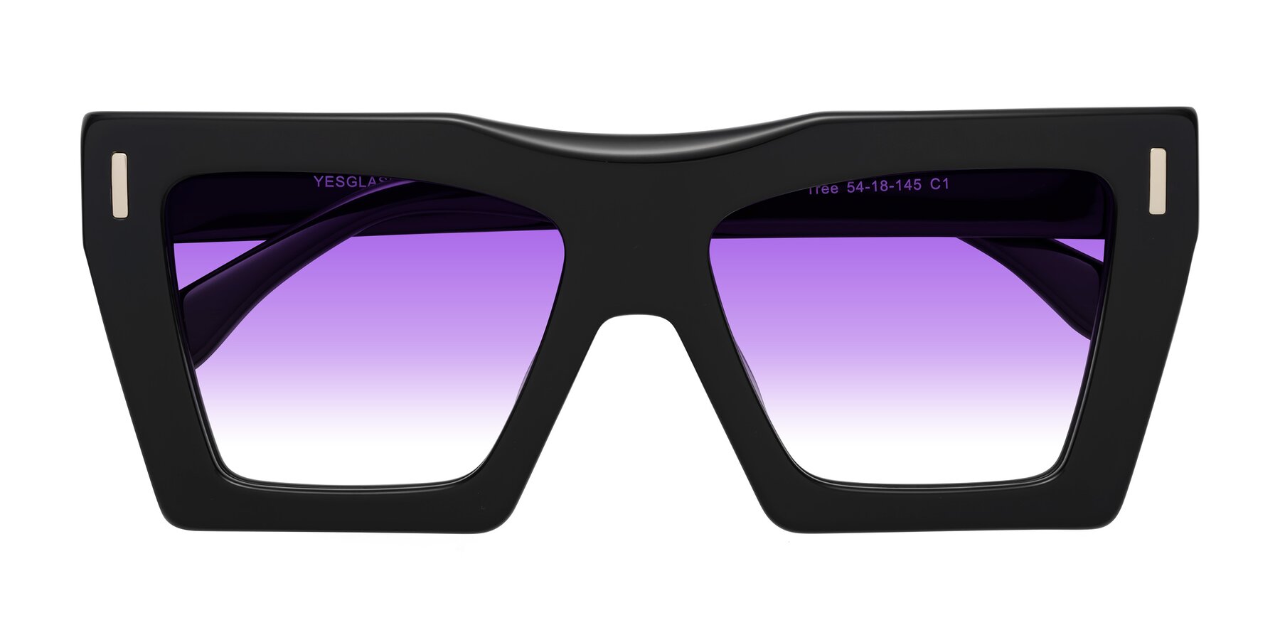 Folded Front of Tree in Black with Purple Gradient Lenses