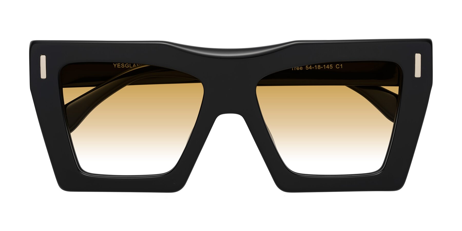 Folded Front of Tree in Black with Champagne Gradient Lenses