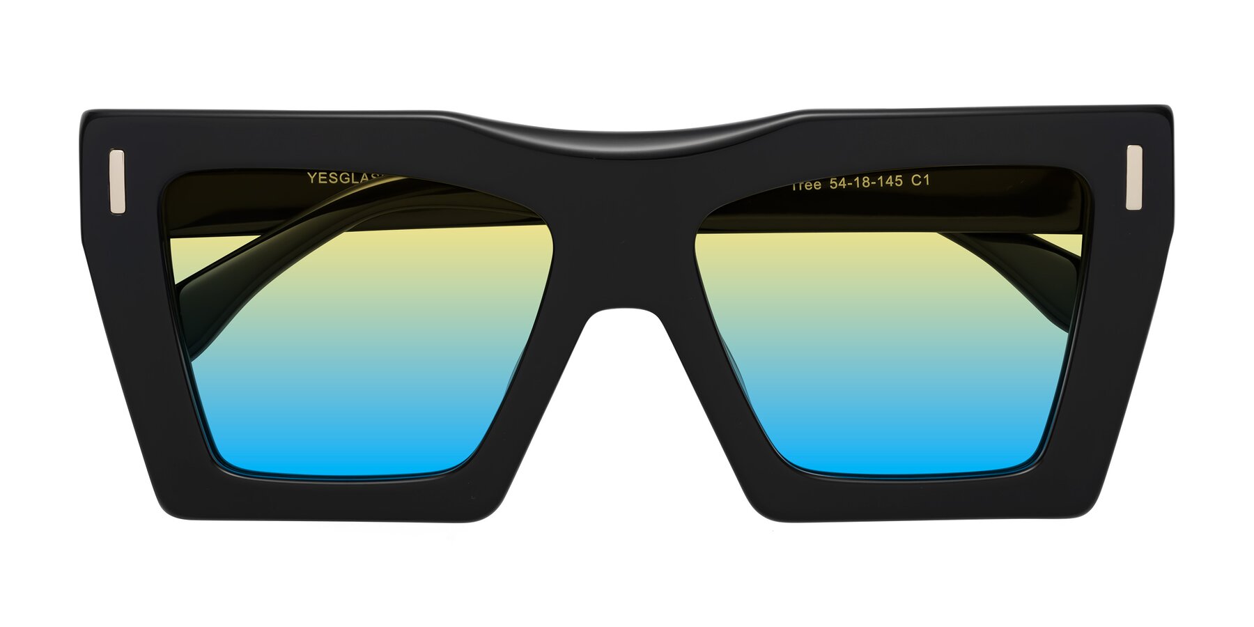 Folded Front of Tree in Black with Yellow / Blue Gradient Lenses