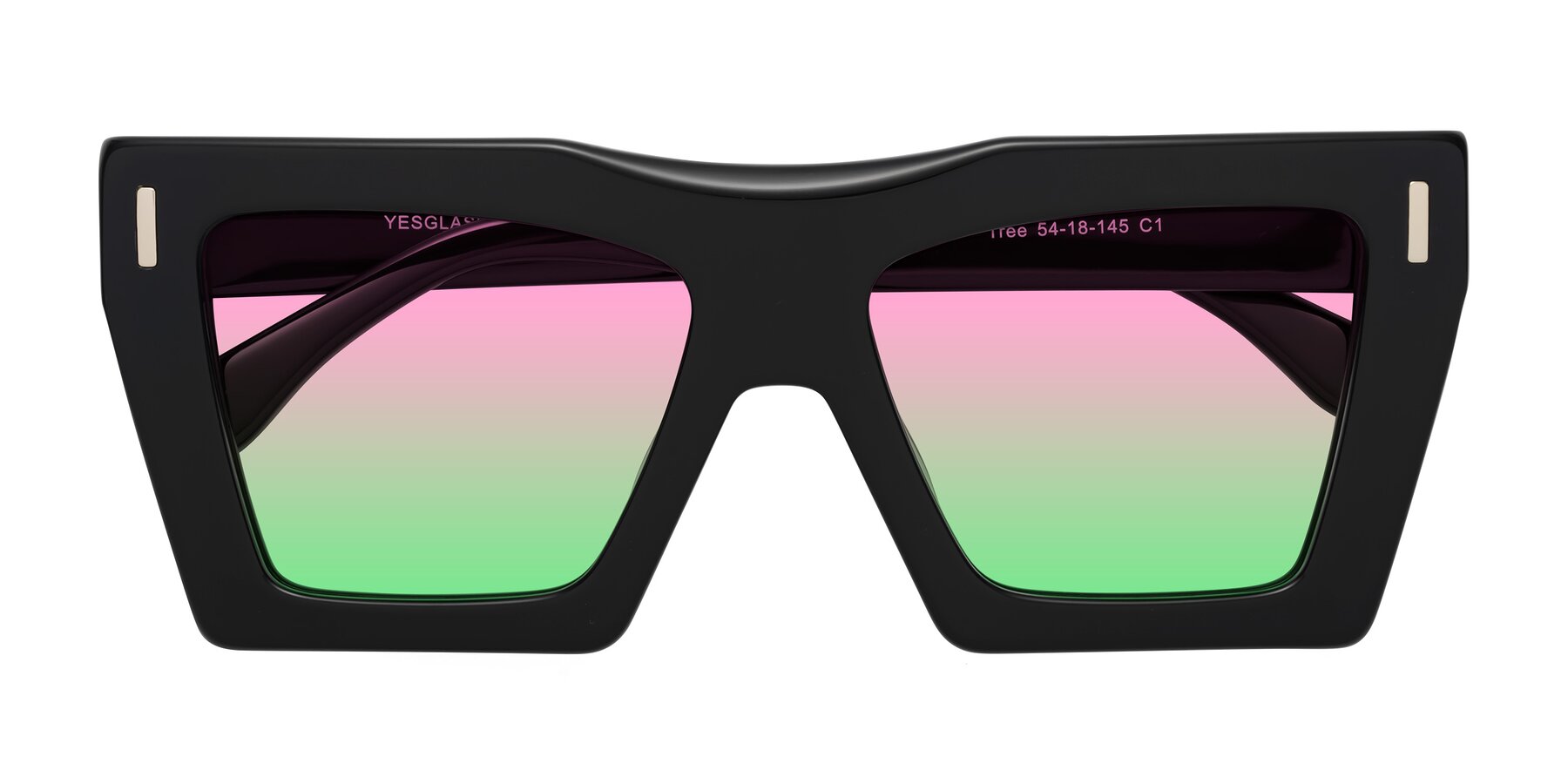 Folded Front of Tree in Black with Pink / Green Gradient Lenses