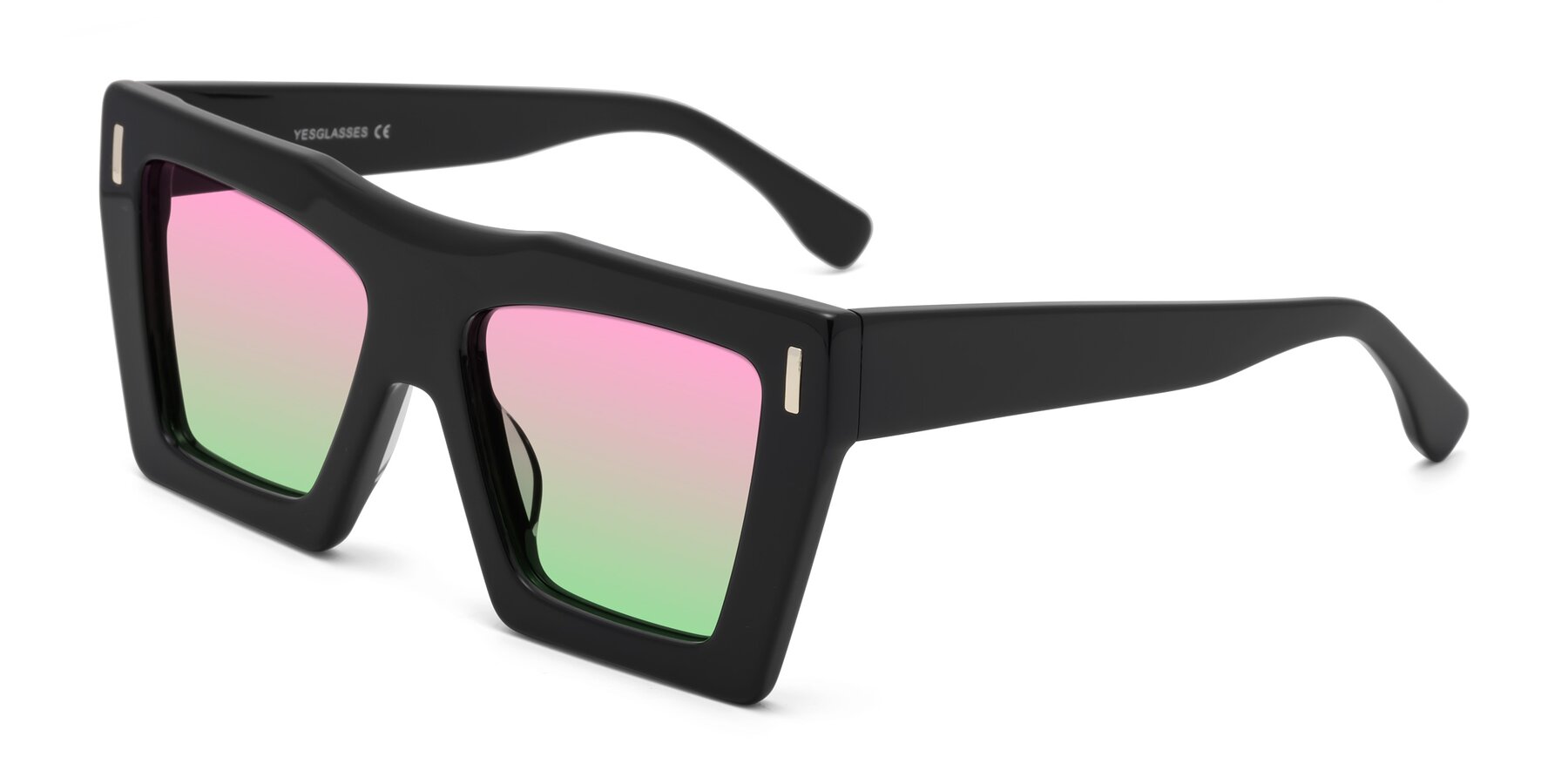 Angle of Tree in Black with Pink / Green Gradient Lenses