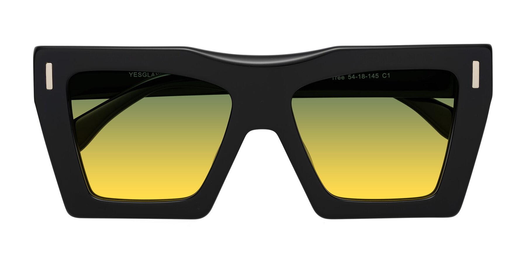 Folded Front of Tree in Black with Green / Yellow Gradient Lenses