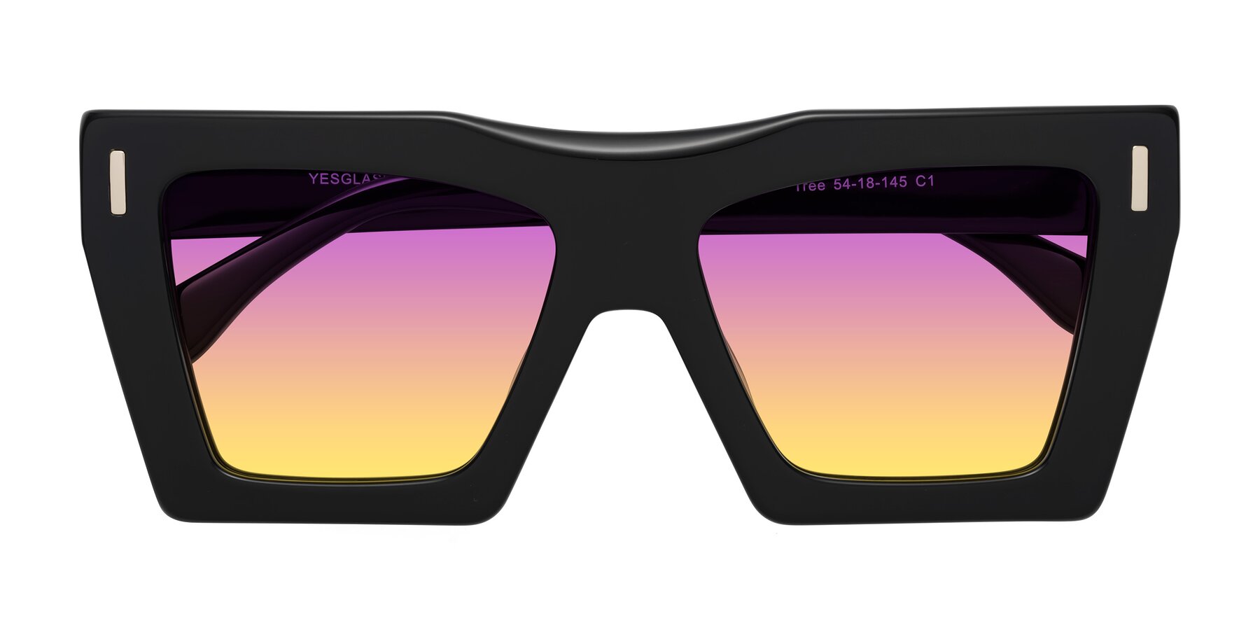 Folded Front of Tree in Black with Purple / Yellow Gradient Lenses