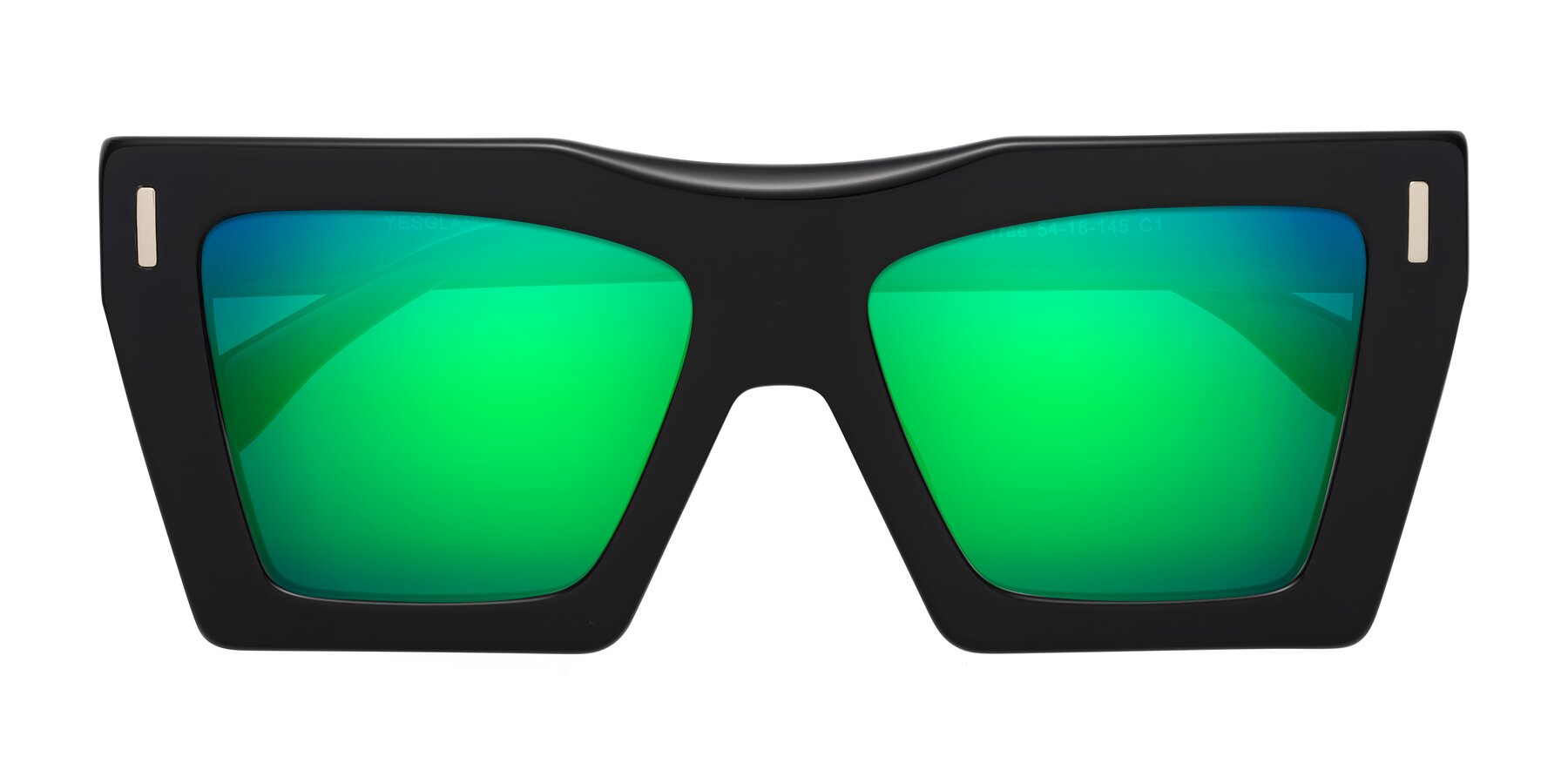 Folded Front of Tree in Black with Green Mirrored Lenses