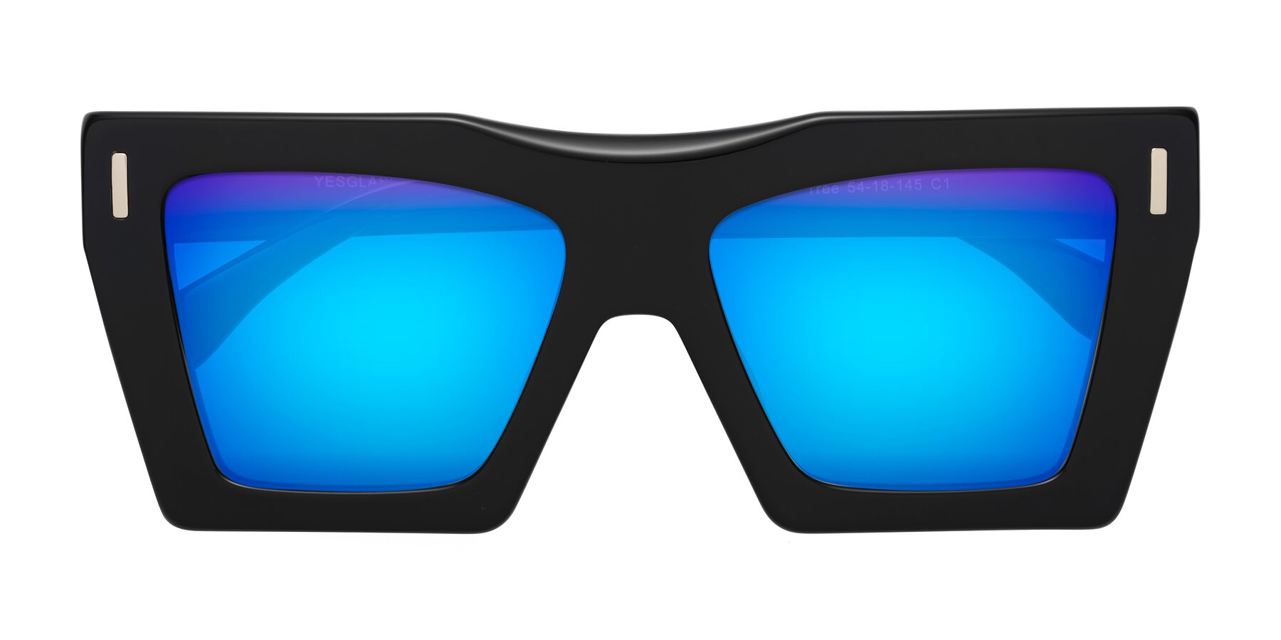 Folded Front of Tree in Black with Blue Mirrored Lenses