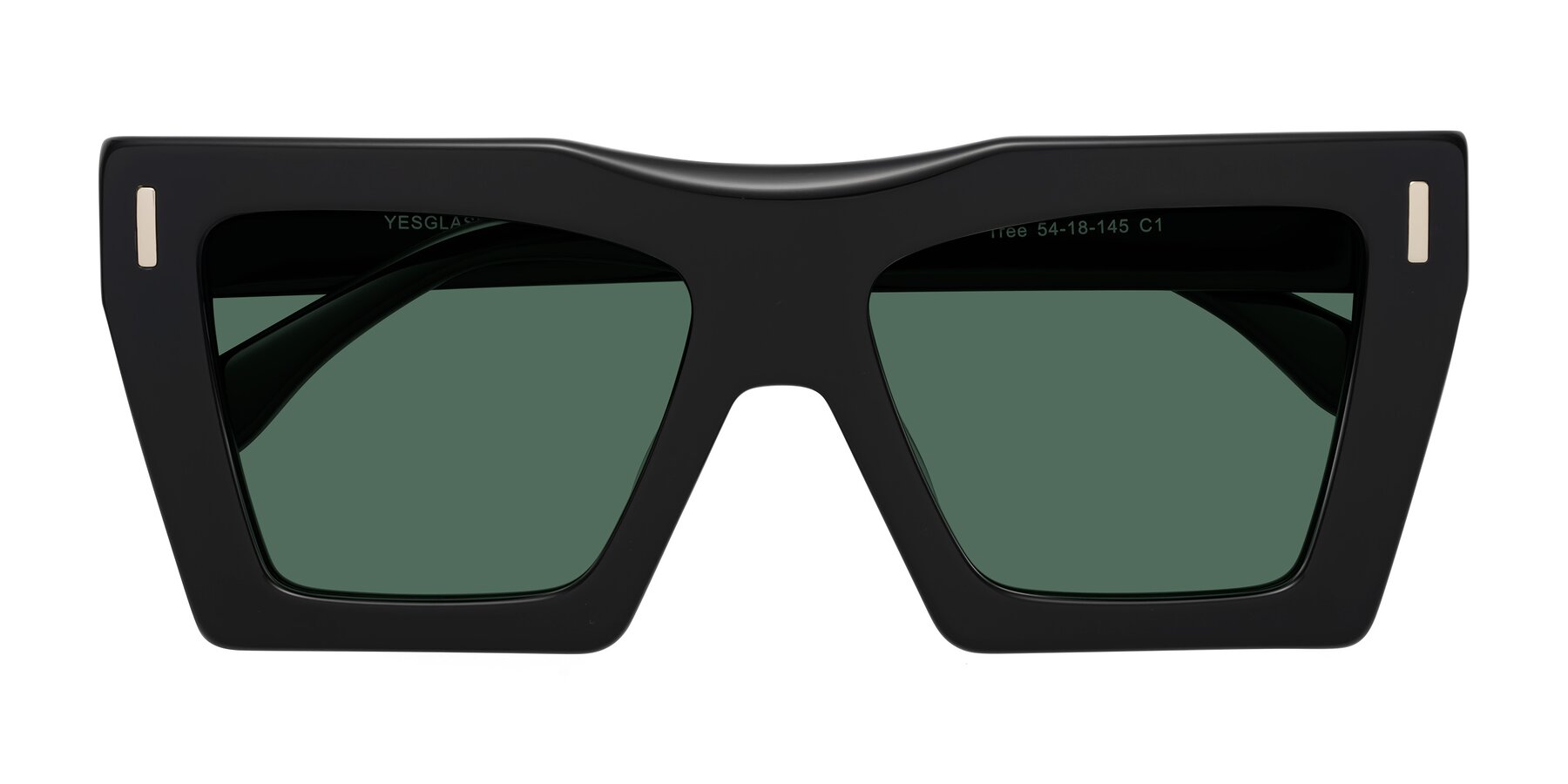 Folded Front of Tree in Black with Green Polarized Lenses