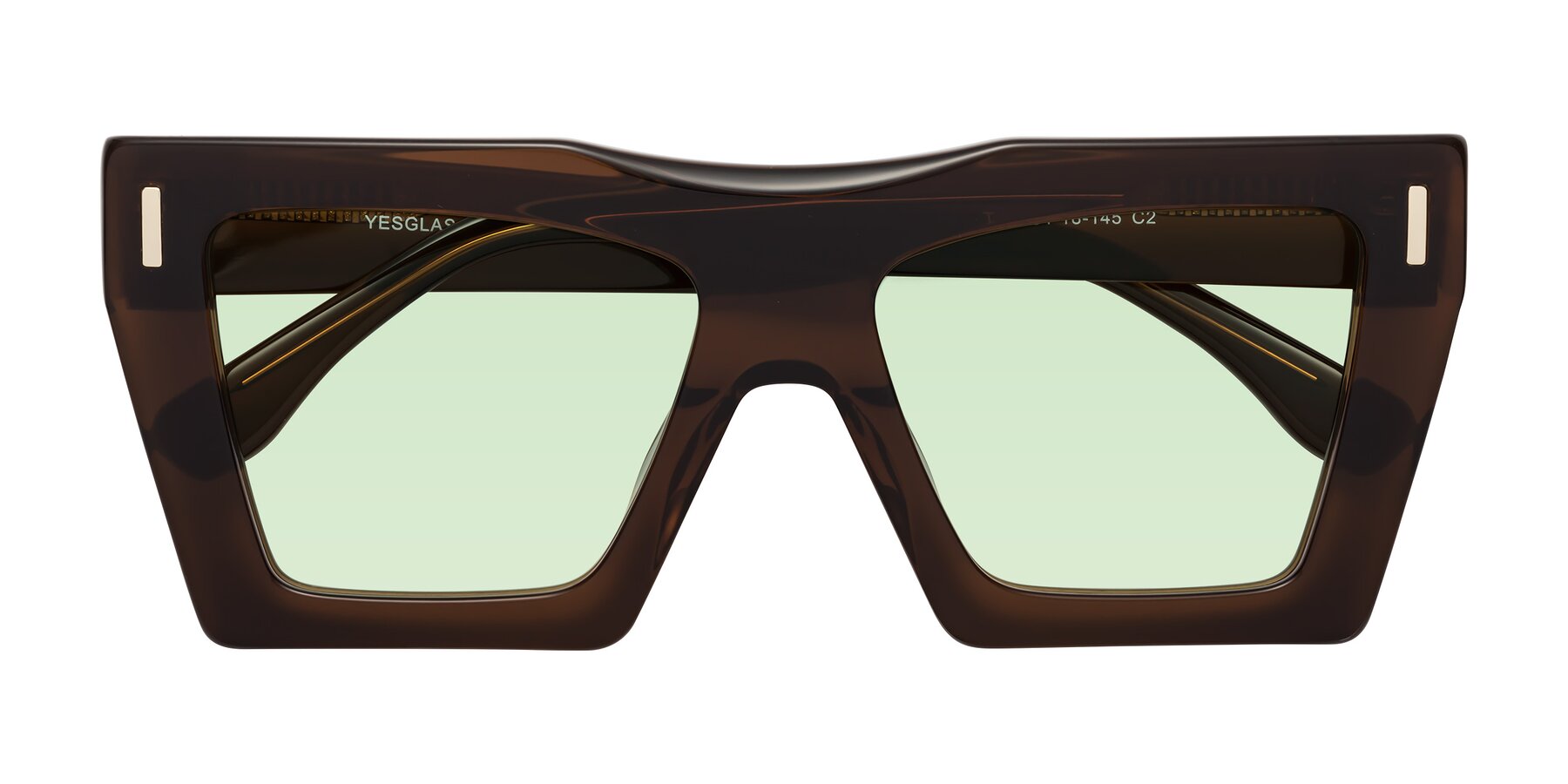 Folded Front of Tree in Brown with Light Green Tinted Lenses