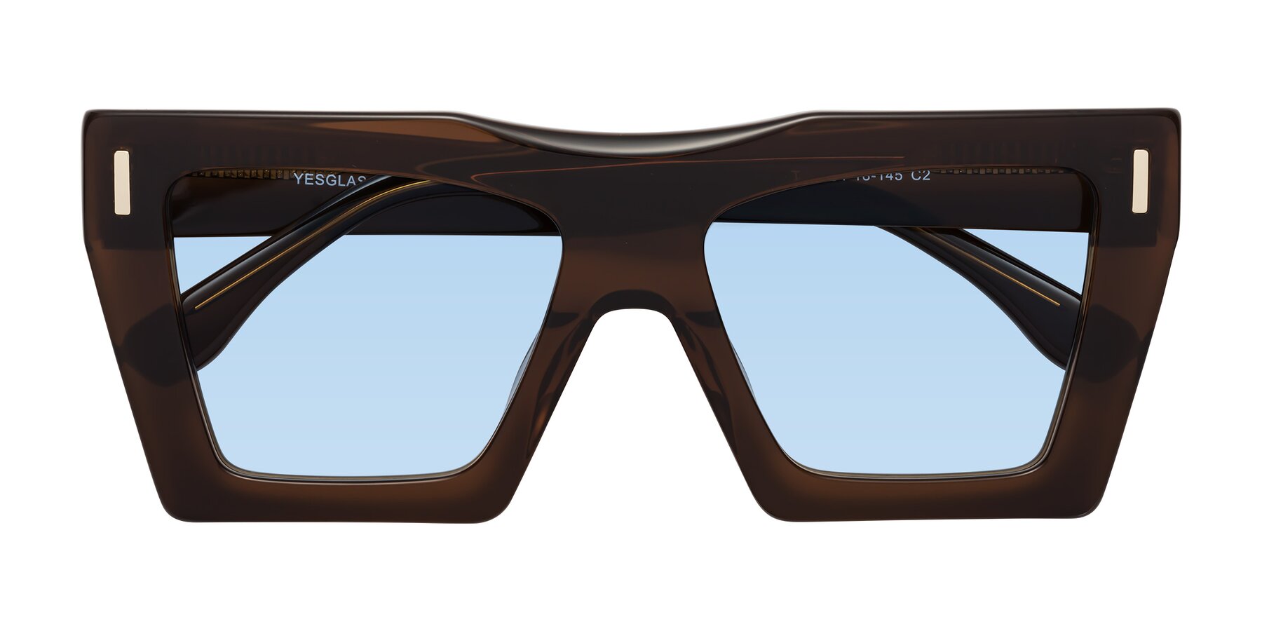 Folded Front of Tree in Brown with Light Blue Tinted Lenses