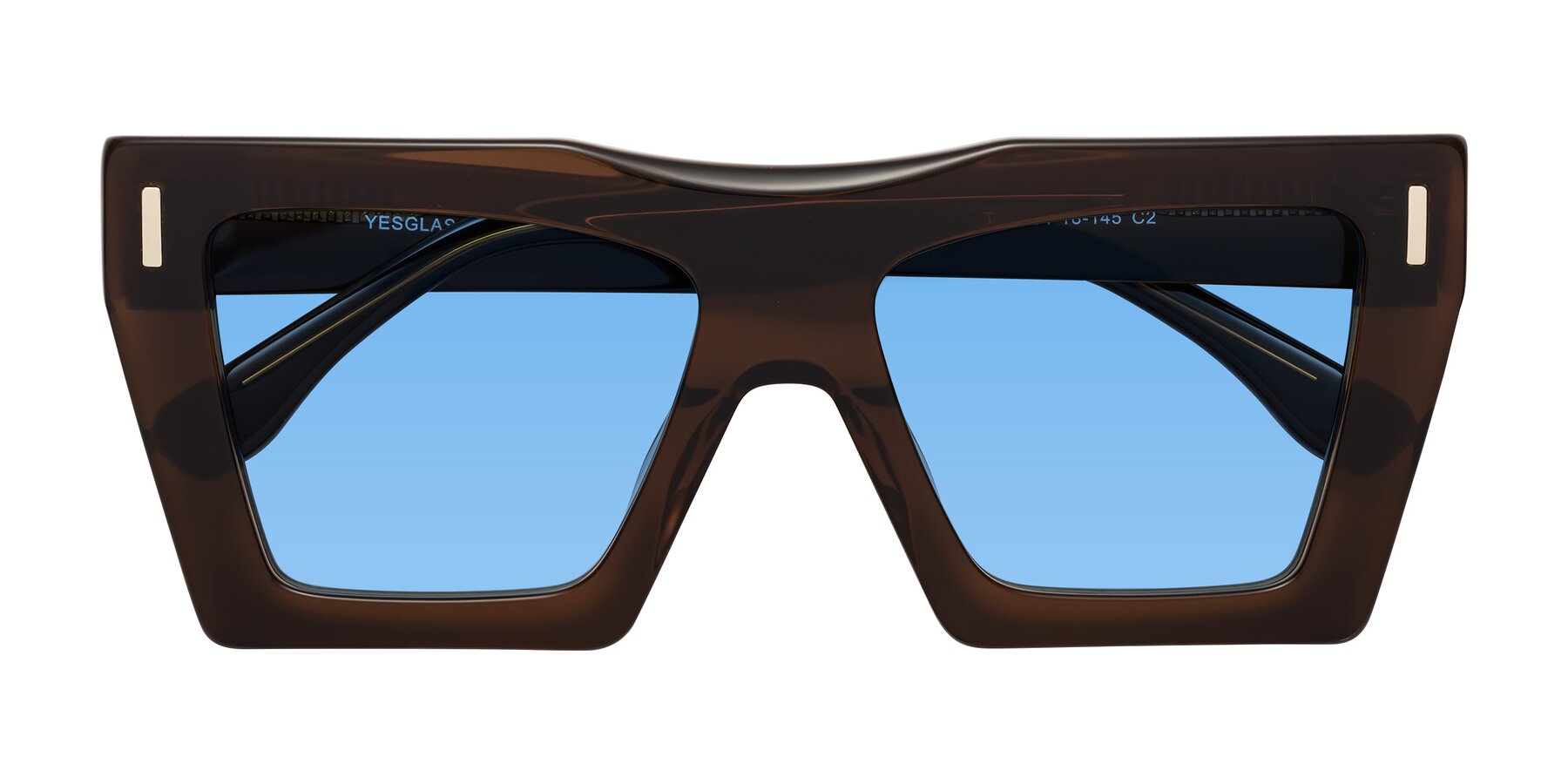 Folded Front of Tree in Brown with Medium Blue Tinted Lenses