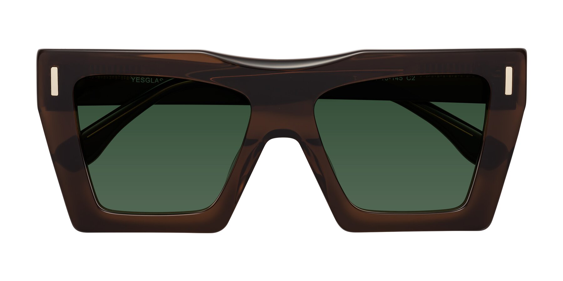 Folded Front of Tree in Brown with Green Tinted Lenses