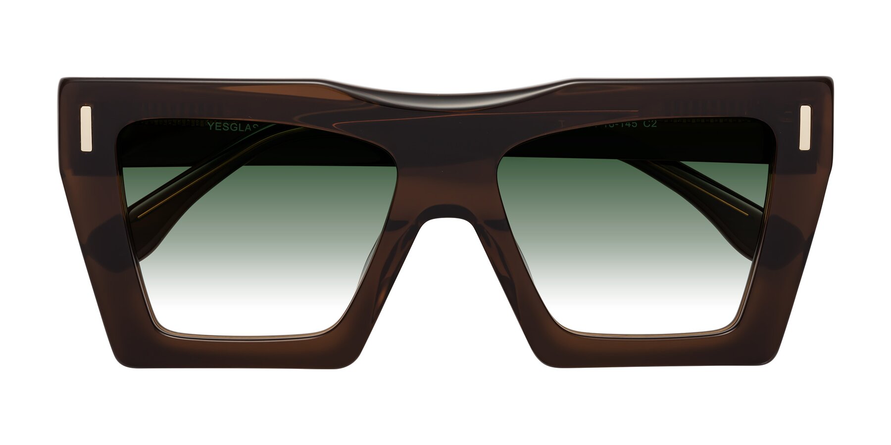 Folded Front of Tree in Brown with Green Gradient Lenses