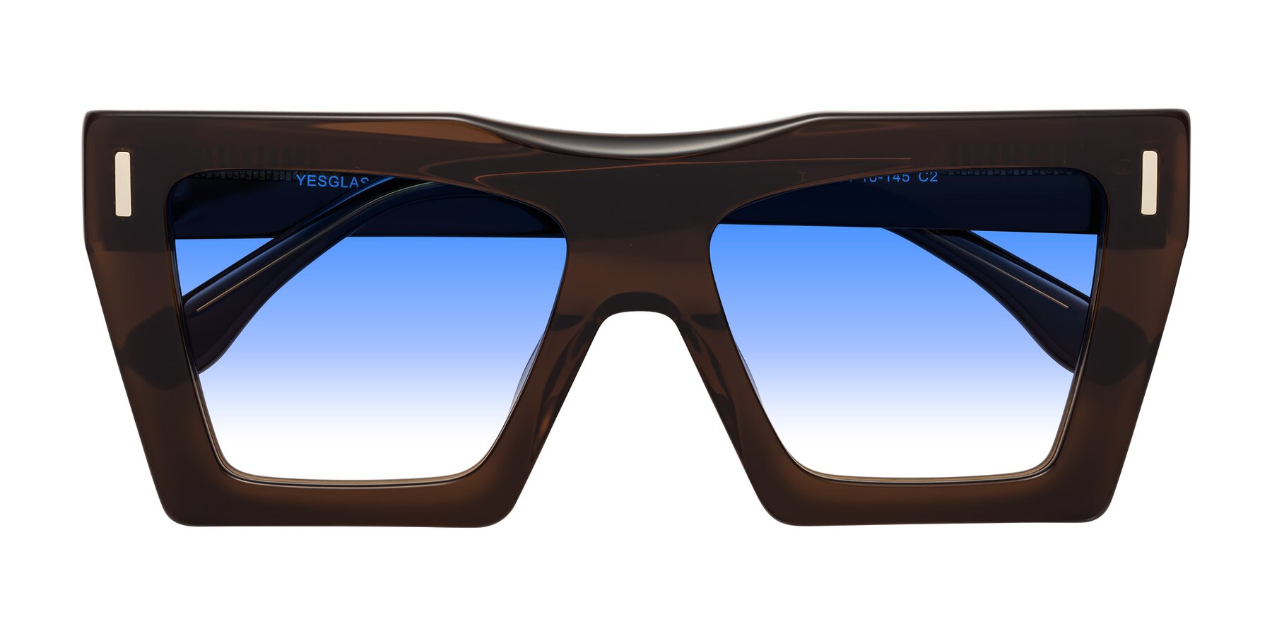 Folded Front of Tree in Brown with Blue Gradient Lenses