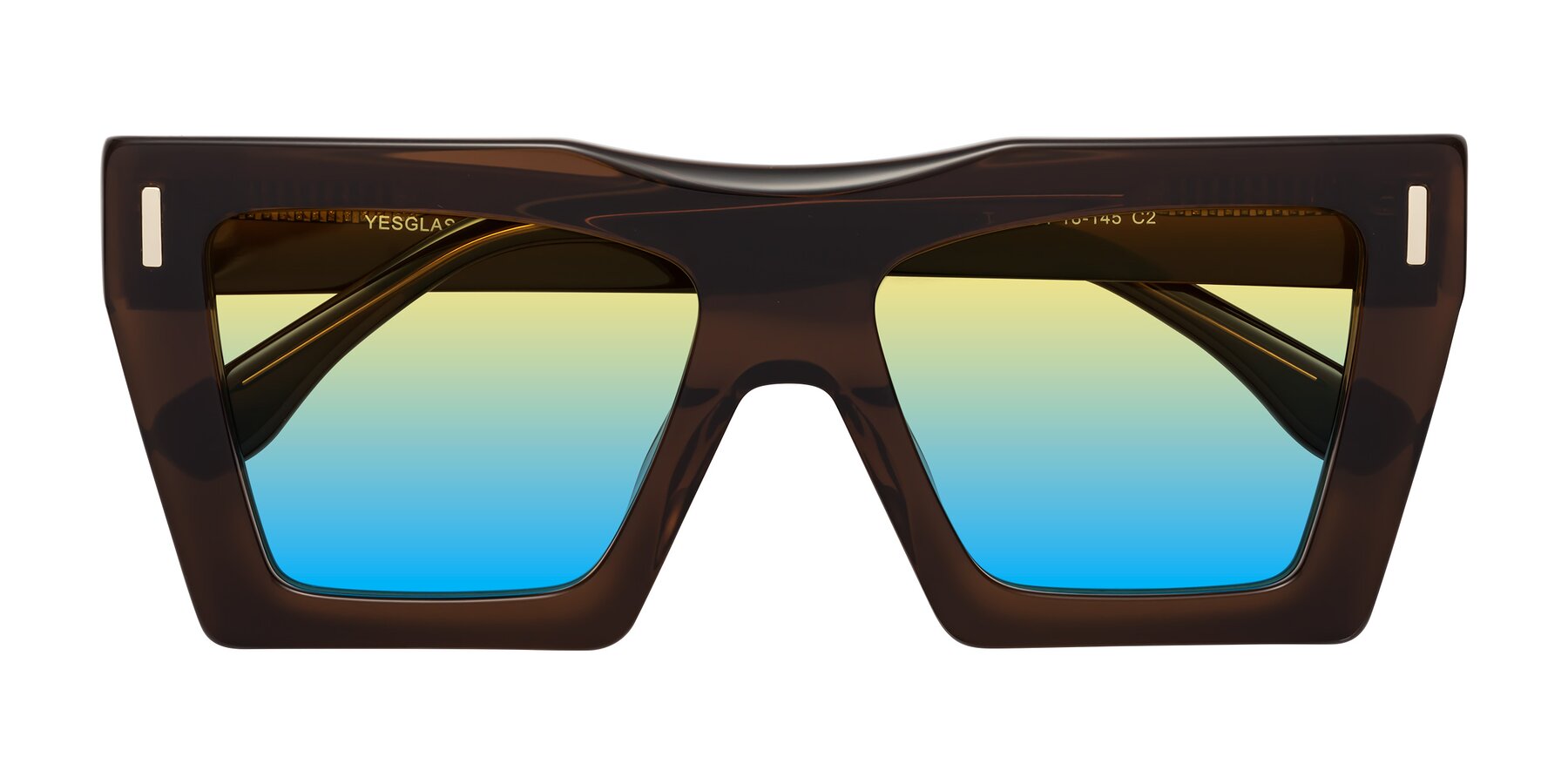 Folded Front of Tree in Brown with Yellow / Blue Gradient Lenses