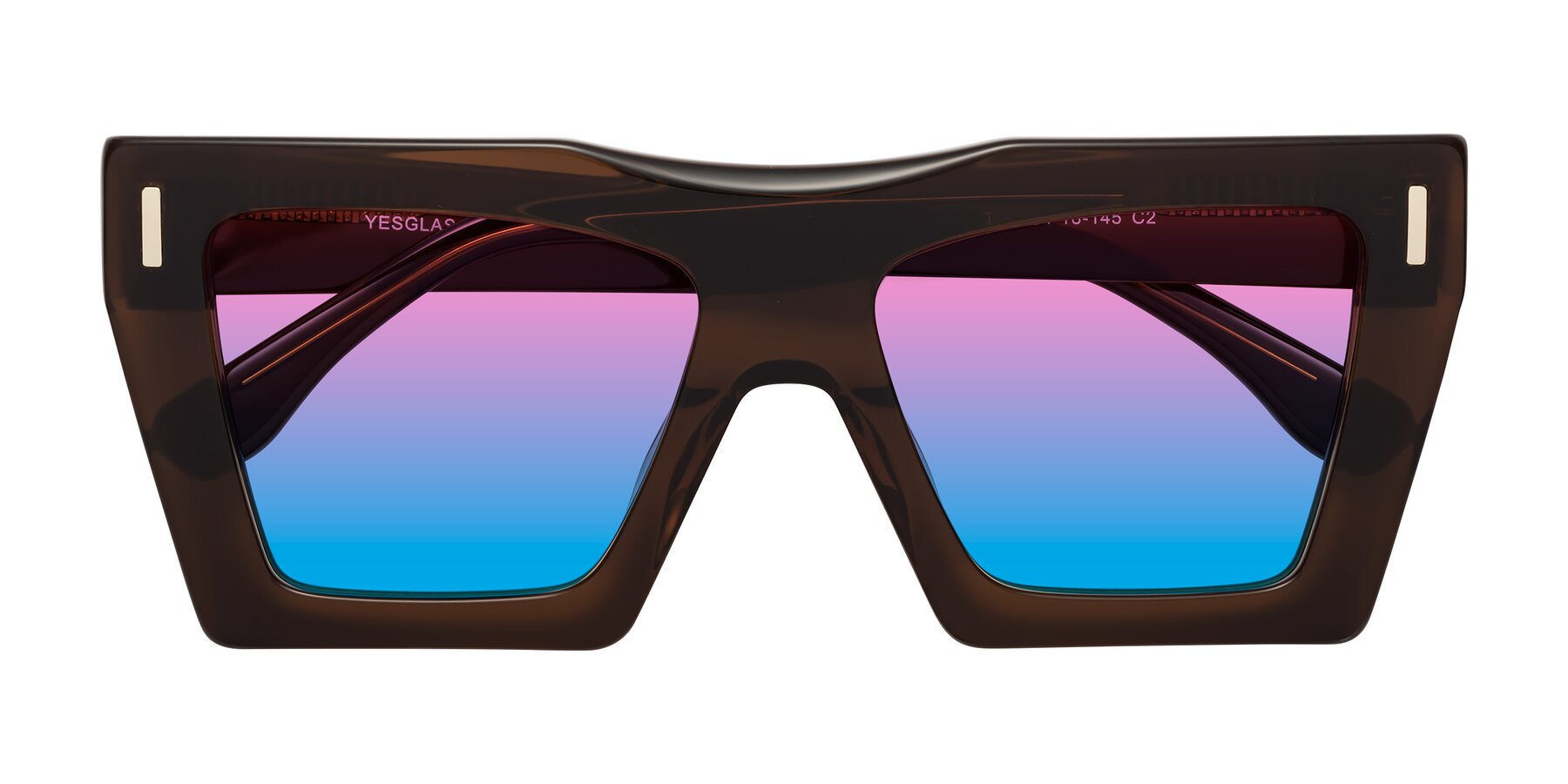 Folded Front of Tree in Brown with Pink / Blue Gradient Lenses