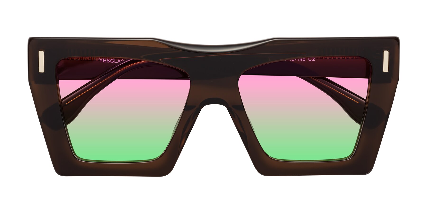 Folded Front of Tree in Brown with Pink / Green Gradient Lenses