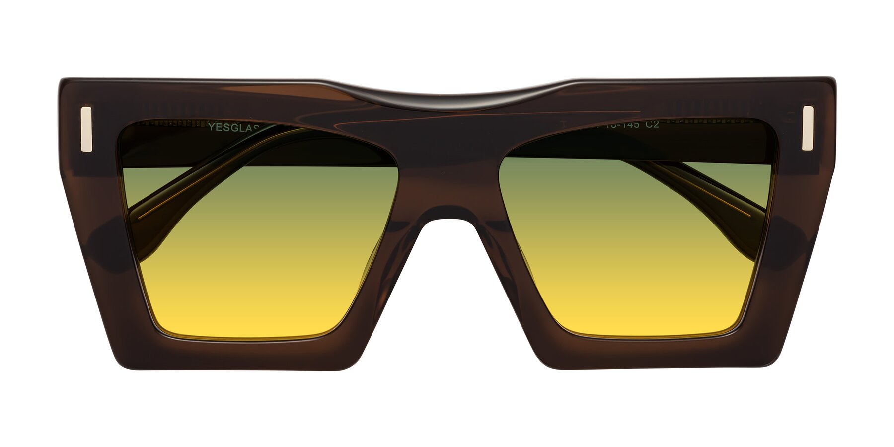 Folded Front of Tree in Brown with Green / Yellow Gradient Lenses