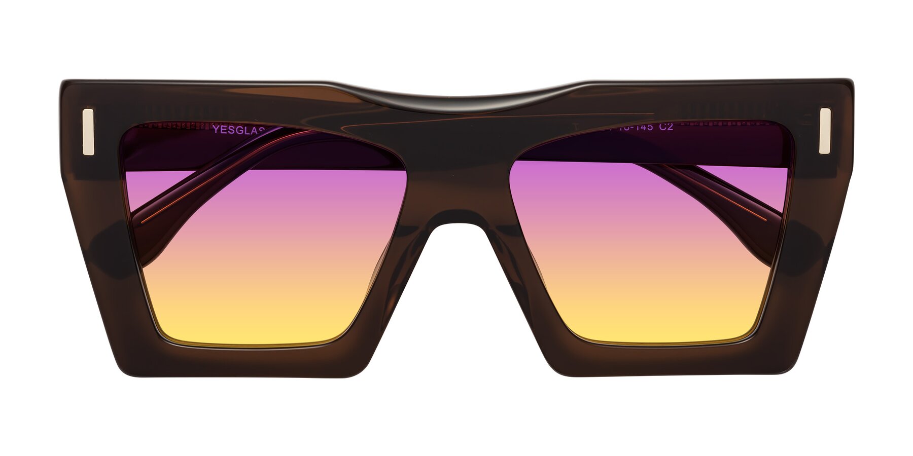 Folded Front of Tree in Brown with Purple / Yellow Gradient Lenses