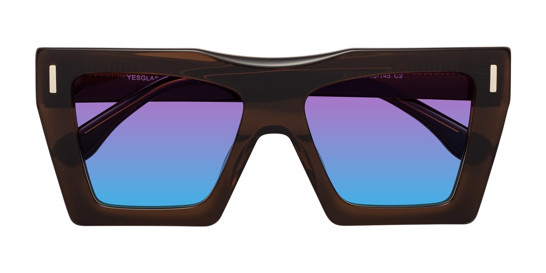 Folded Front of Tree in Brown with Purple / Blue Gradient Lenses