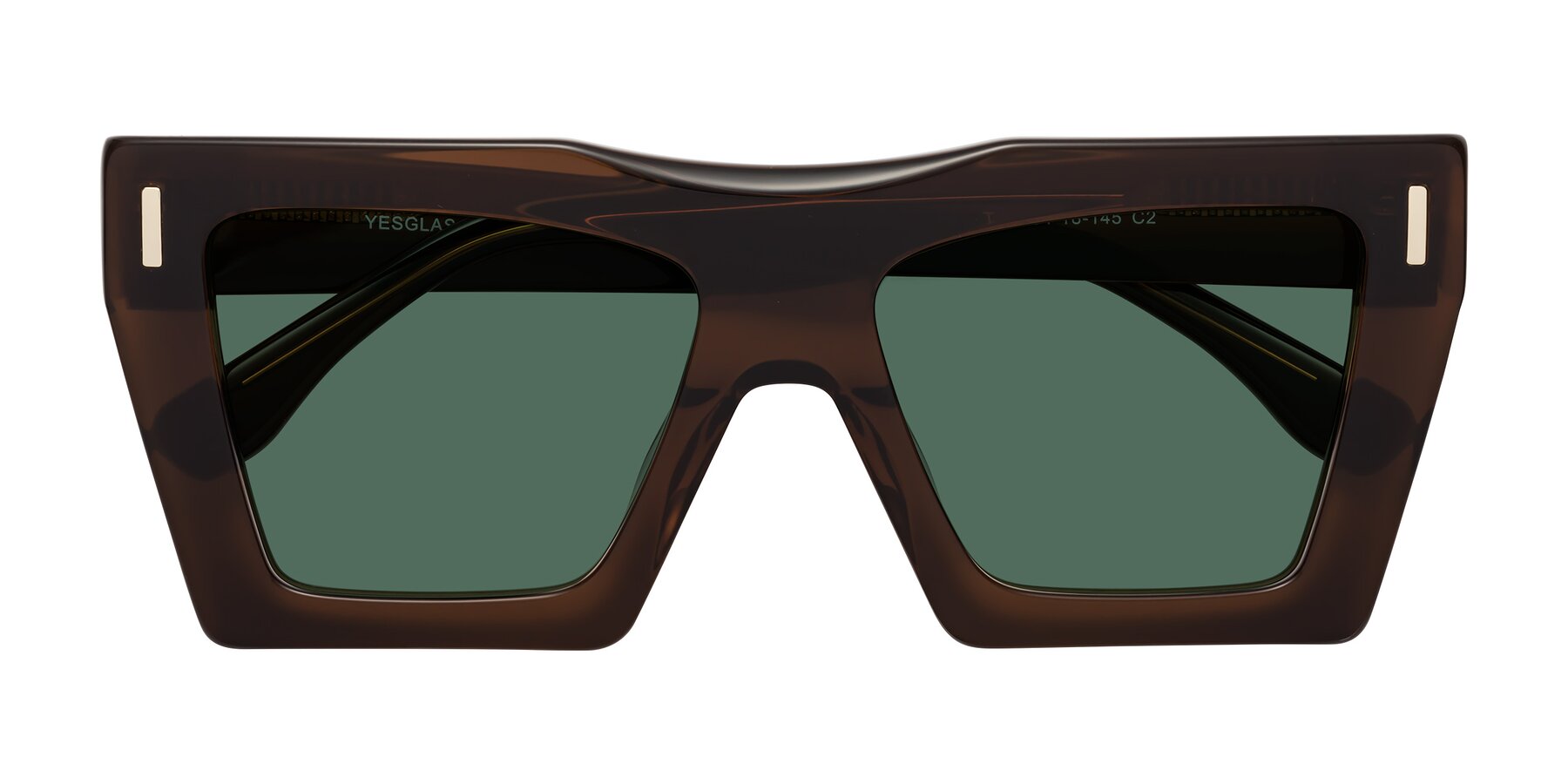 Folded Front of Tree in Brown with Green Polarized Lenses