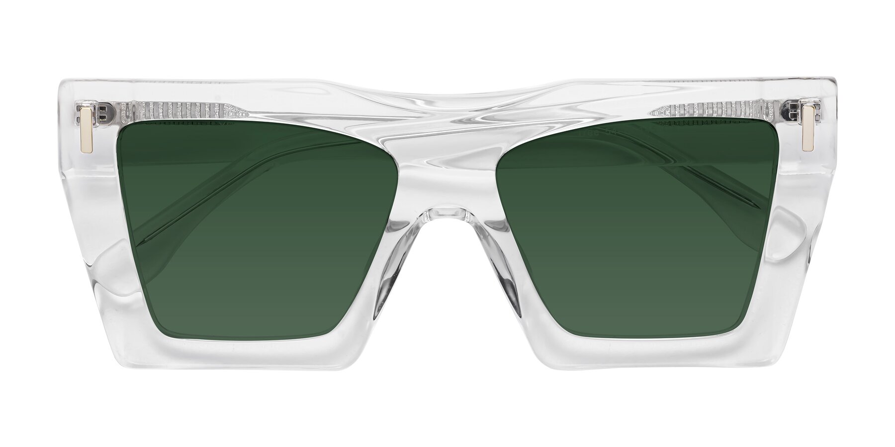 Folded Front of Tree in Clear with Green Tinted Lenses