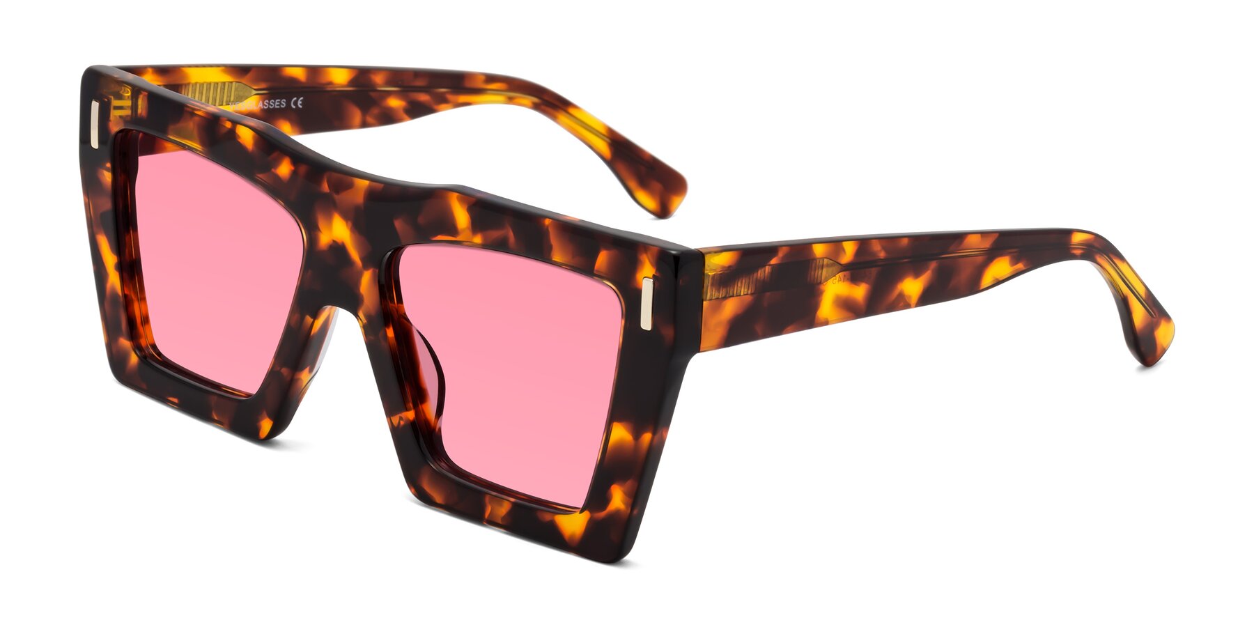 Angle of Tree in Tortoise with Pink Tinted Lenses