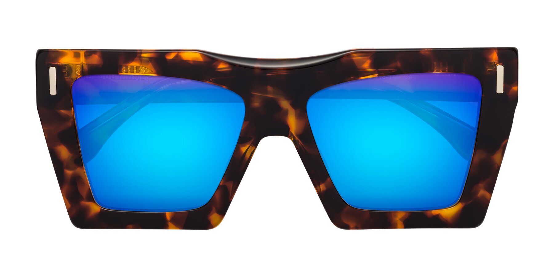 Folded Front of Tree in Tortoise with Blue Mirrored Lenses