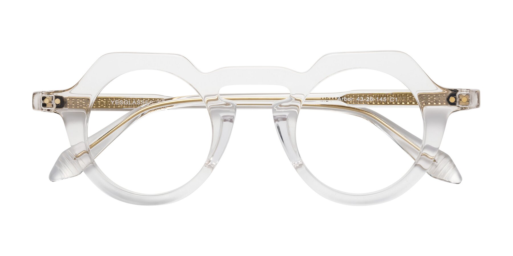 Folded Front of Arbor in Clear with Clear Reading Eyeglass Lenses