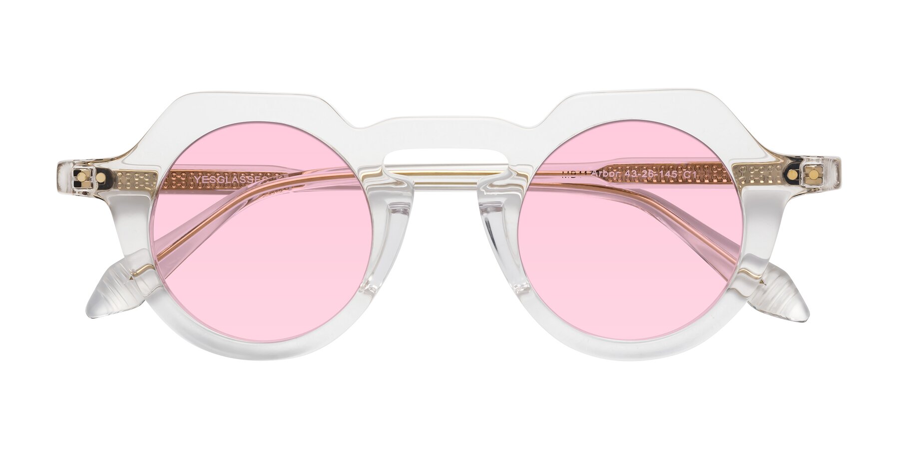 Folded Front of Arbor in Clear with Light Pink Tinted Lenses