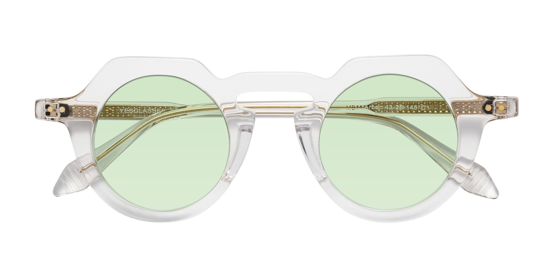 Folded Front of Arbor in Clear with Light Green Tinted Lenses