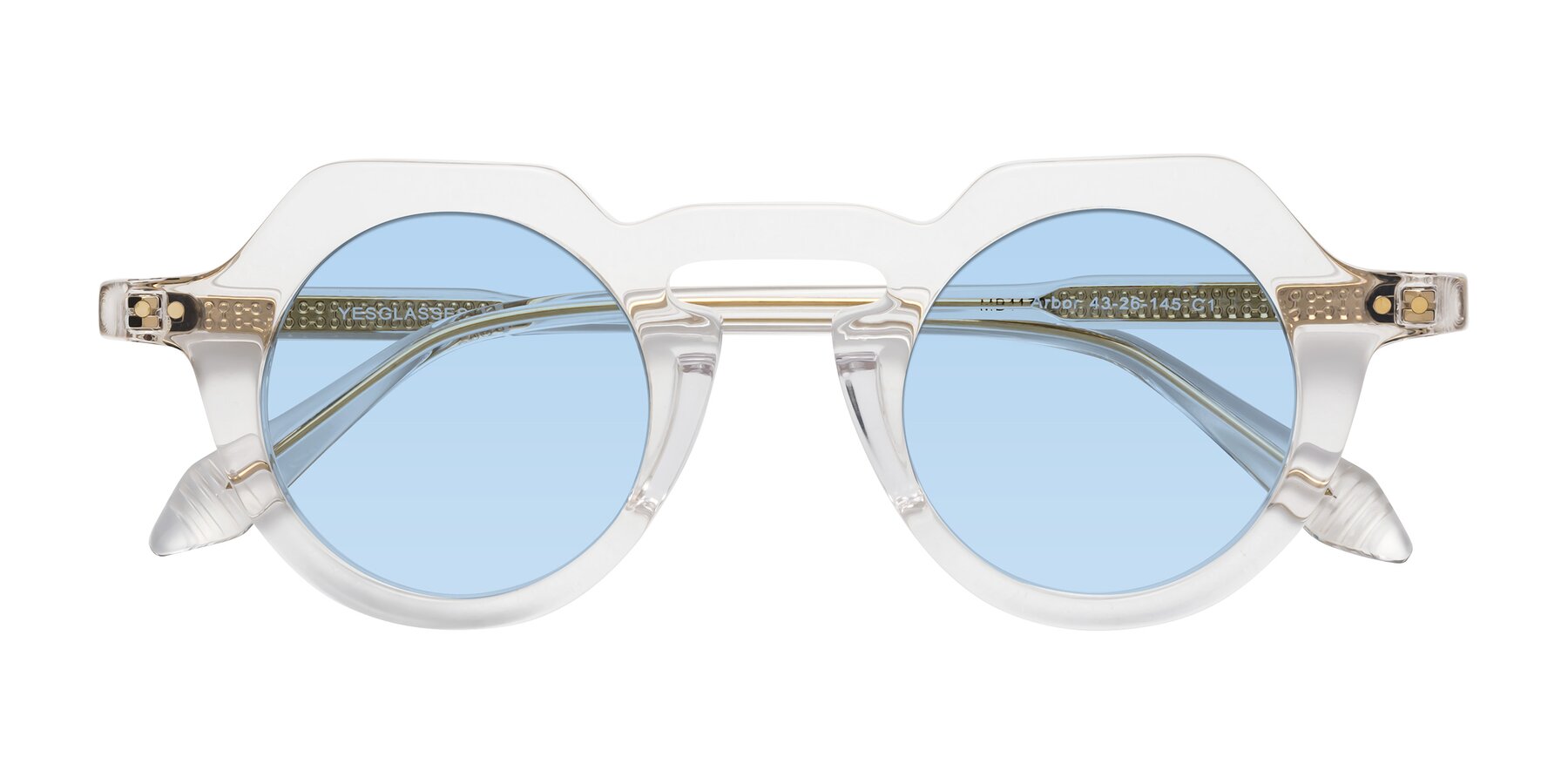 Folded Front of Arbor in Clear with Light Blue Tinted Lenses