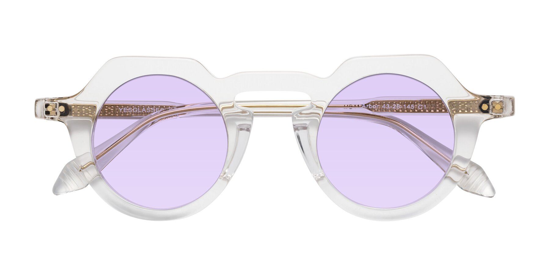 Folded Front of Arbor in Clear with Light Purple Tinted Lenses