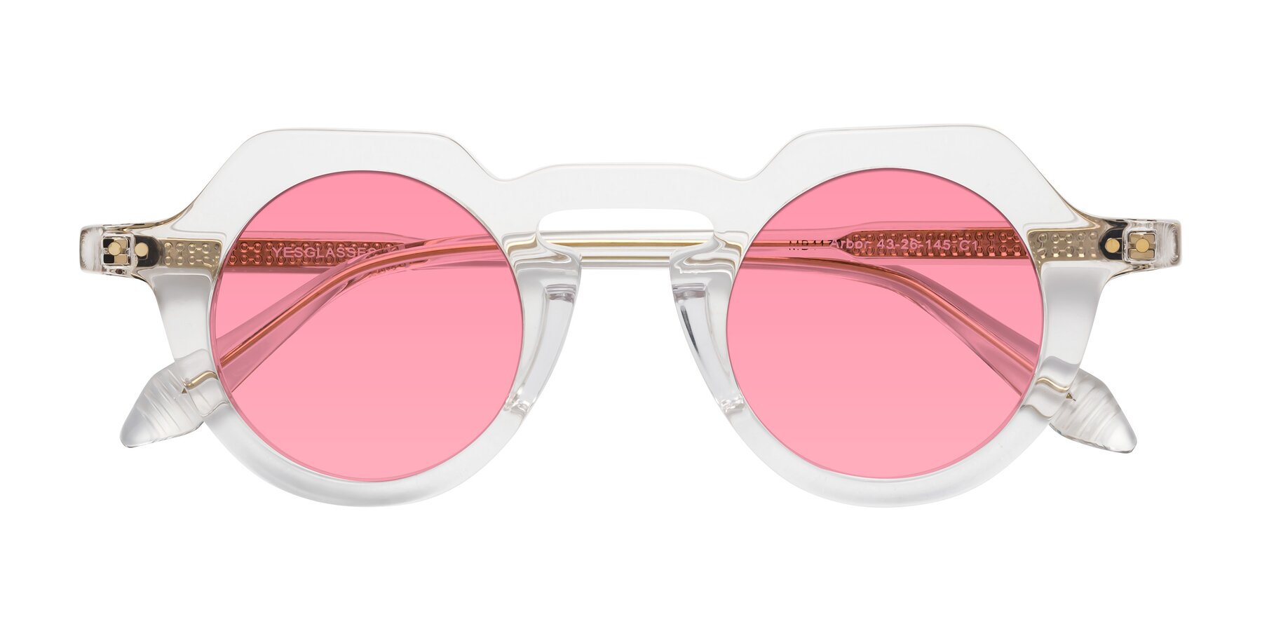 Folded Front of Arbor in Clear with Pink Tinted Lenses