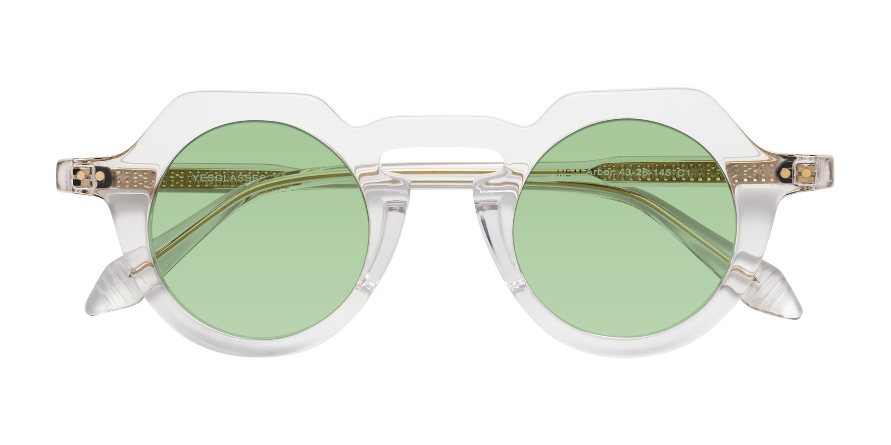 Folded Front of Arbor in Clear with Medium Green Tinted Lenses