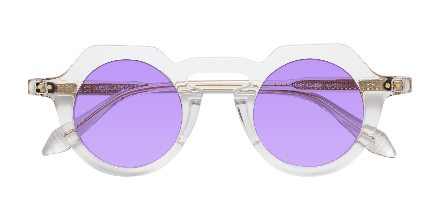 Folded Front of Arbor in Clear with Medium Purple Tinted Lenses