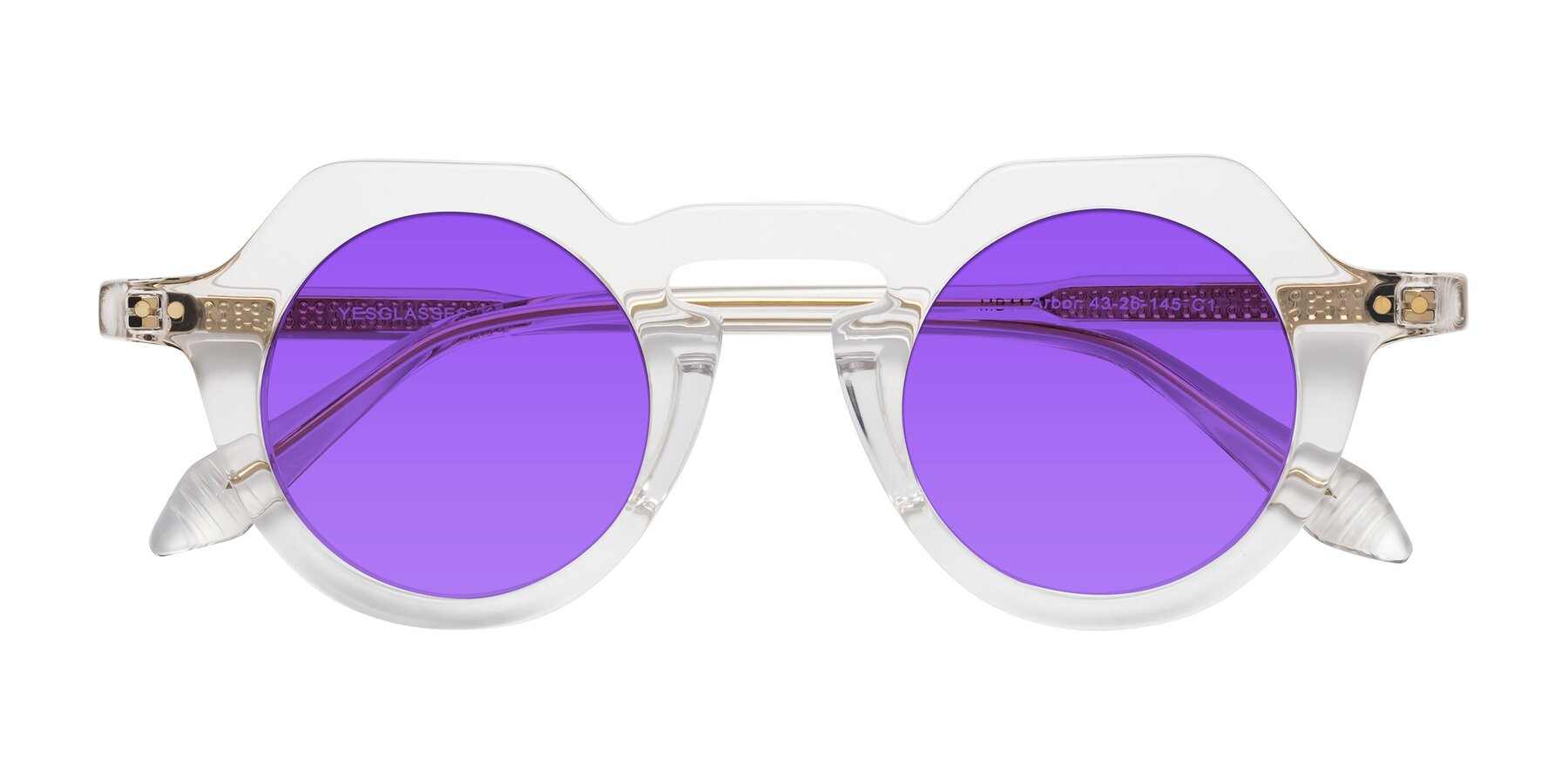 Folded Front of Arbor in Clear with Purple Tinted Lenses