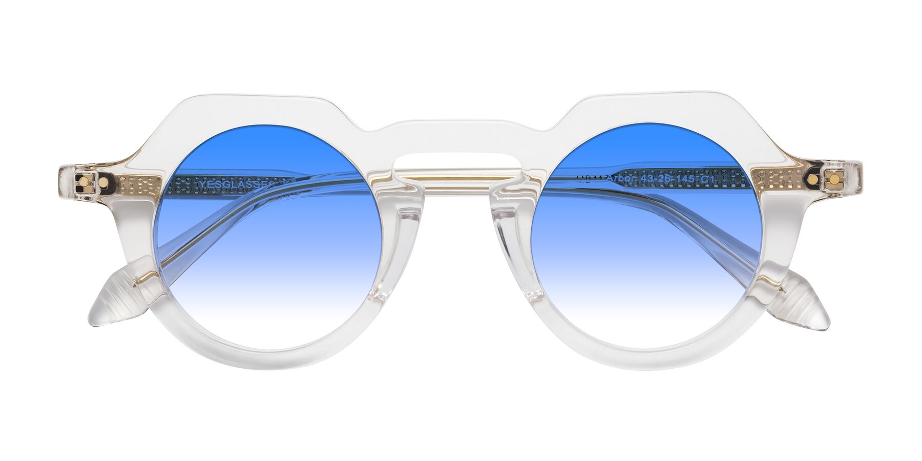 Folded Front of Arbor in Clear with Blue Gradient Lenses