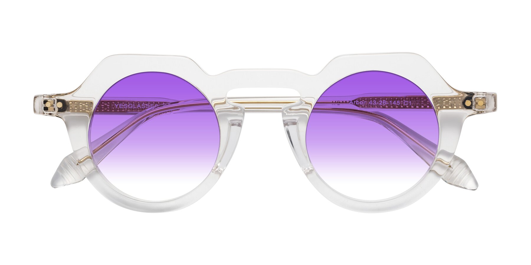 Folded Front of Arbor in Clear with Purple Gradient Lenses