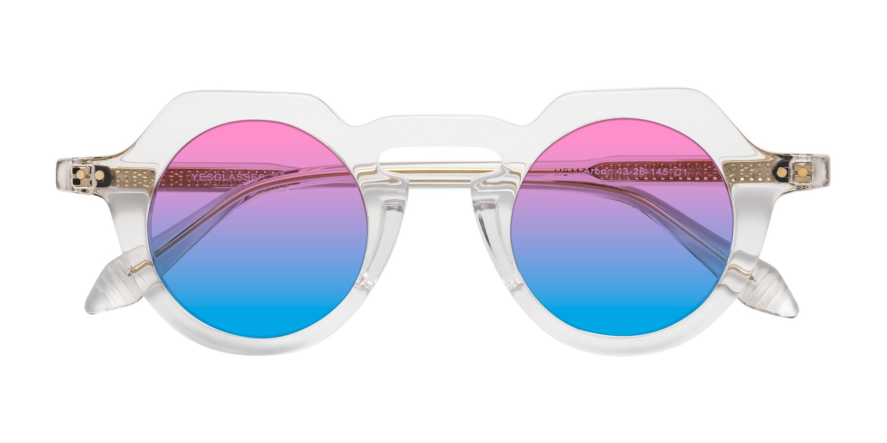 Folded Front of Arbor in Clear with Pink / Blue Gradient Lenses