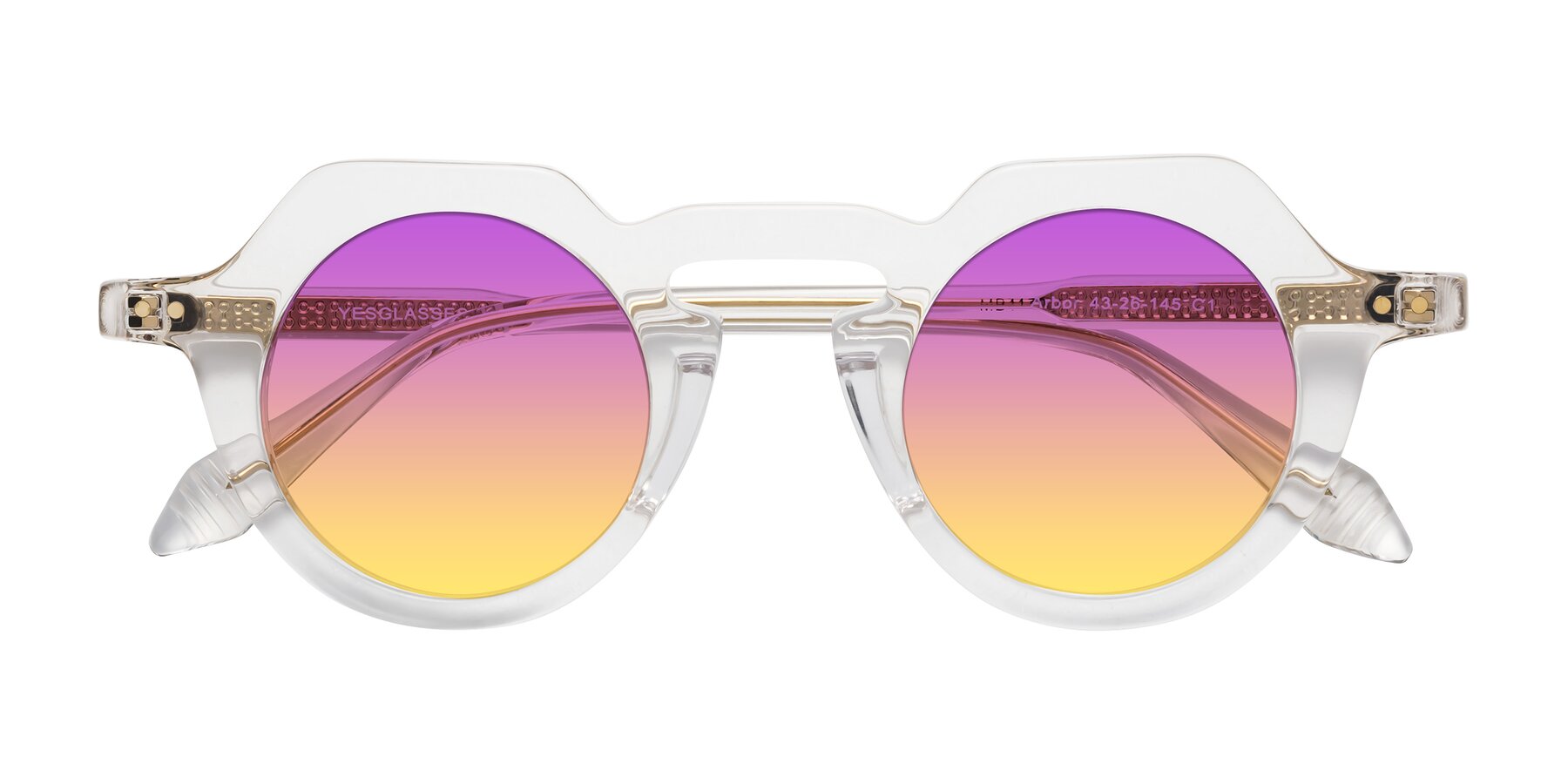 Folded Front of Arbor in Clear with Purple / Yellow Gradient Lenses