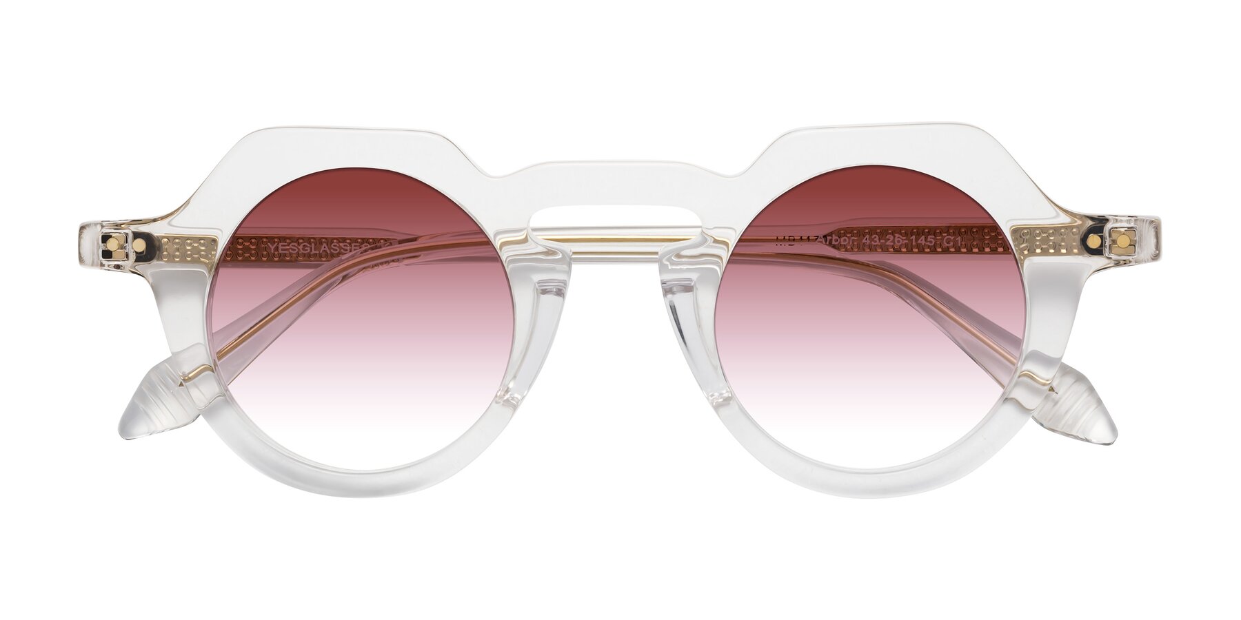 Folded Front of Arbor in Clear with Garnet Gradient Lenses