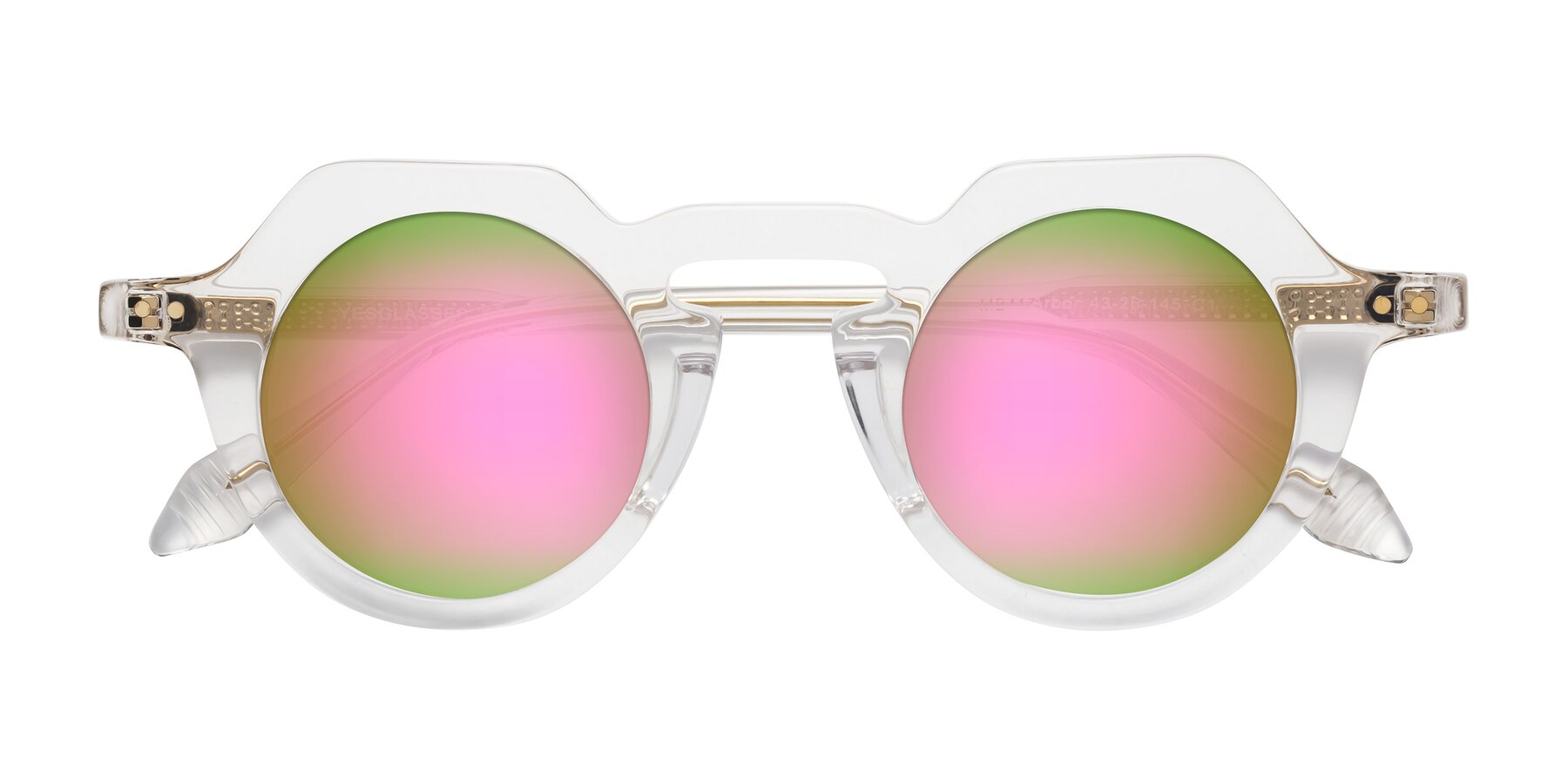 Folded Front of Arbor in Clear with Pink Mirrored Lenses