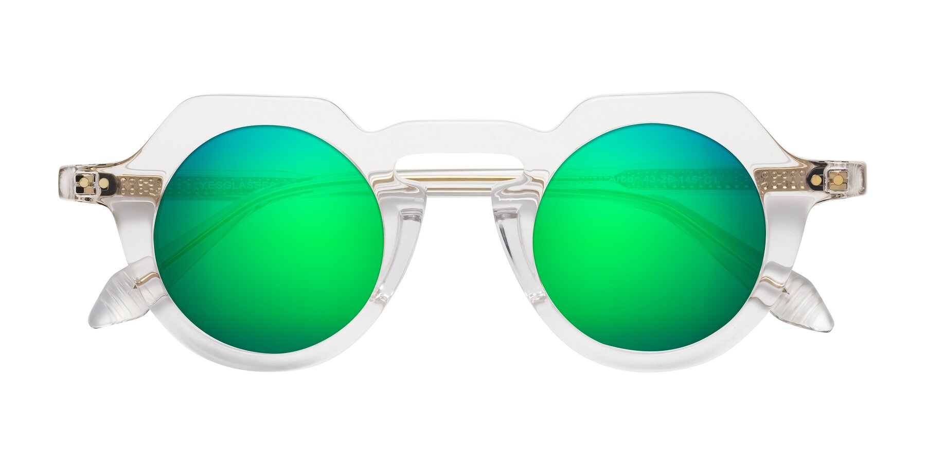 Folded Front of Arbor in Clear with Green Mirrored Lenses