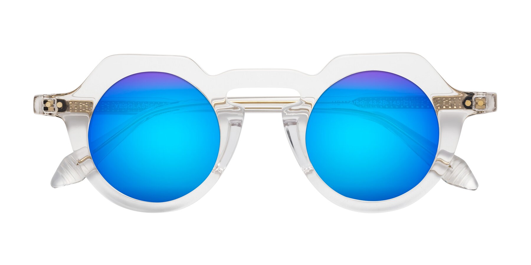 Folded Front of Arbor in Clear with Blue Mirrored Lenses