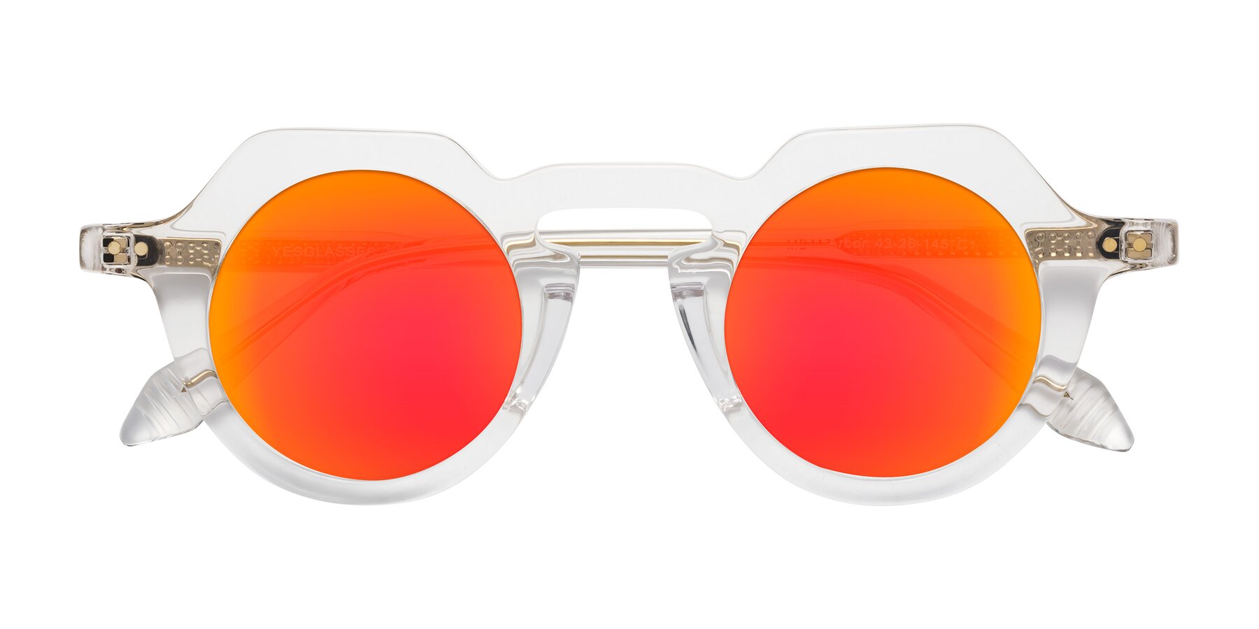 Folded Front of Arbor in Clear with Red Gold Mirrored Lenses