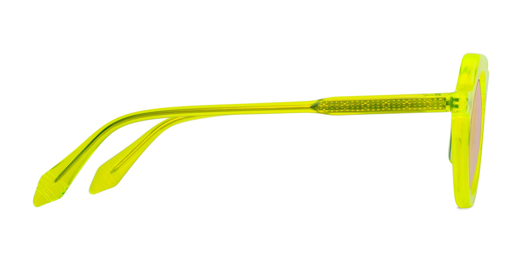 Side of Arbor in Neon Yellow with Light Pink Tinted Lenses